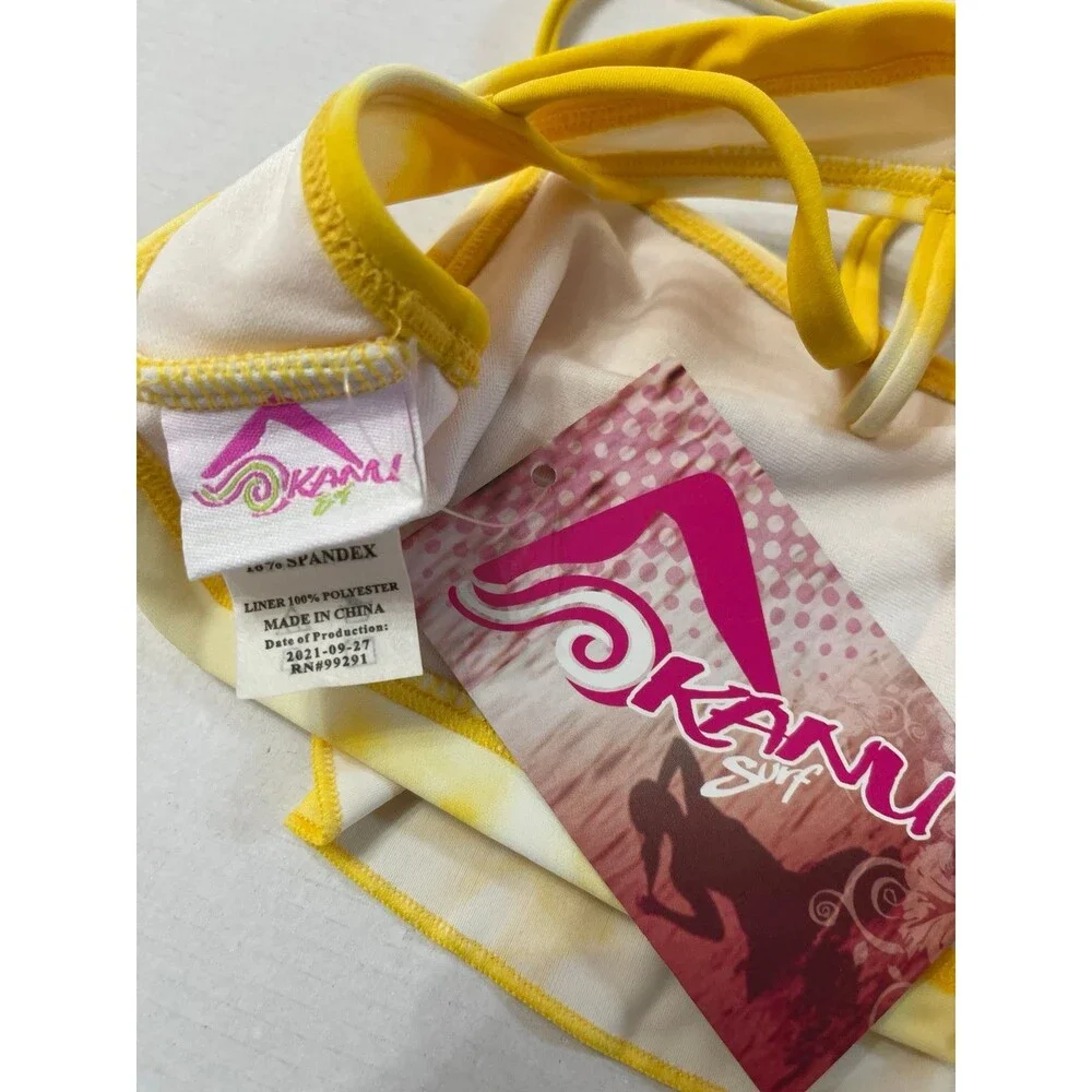 Kanu Surf Girls' Alania Flounce Bikini Size 8 Yellow New With Tag